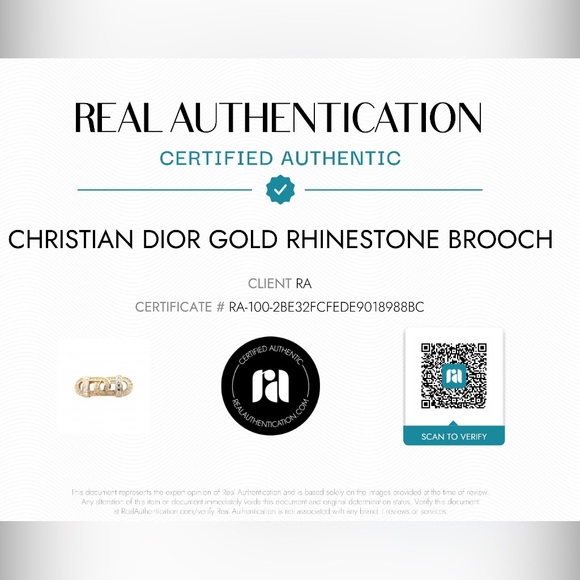 Vintage Christian Dior Gold Tone Crystal CD Link Brooch Pin - Picture 4 of 4